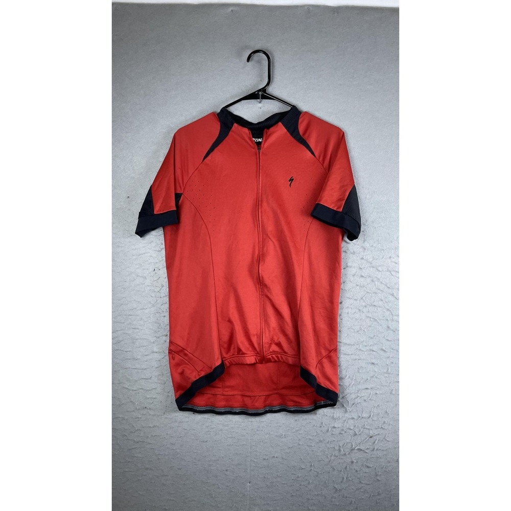 Specialized Cycling Jersey Mens Medium Red Black‎ Full Zip Short Sleeve Bike